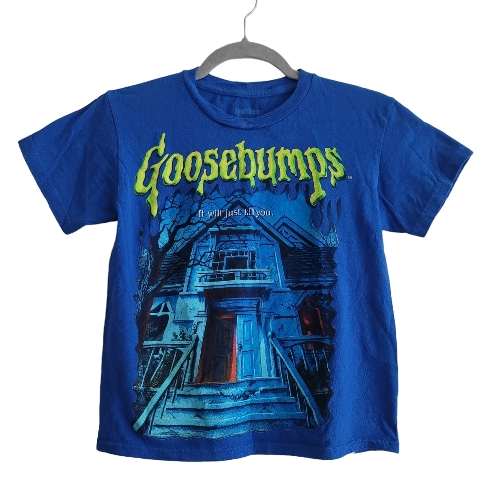 Goosebumps Boys Small‎ Blue Short Sleeve Graphic T-Shirt Book Lovers